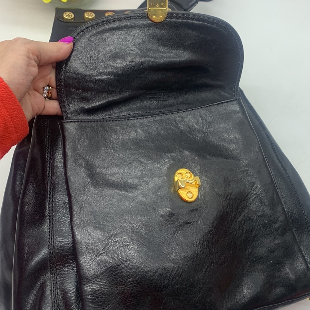 Marino Orlandi Stunning Black Gold Vintage Quality Leather Back Made in Italy - Picture 10 of 17